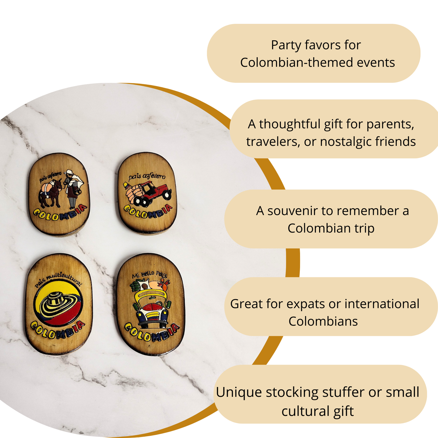 Colombian Wood Magnet Souvenirs for Fridge Decor