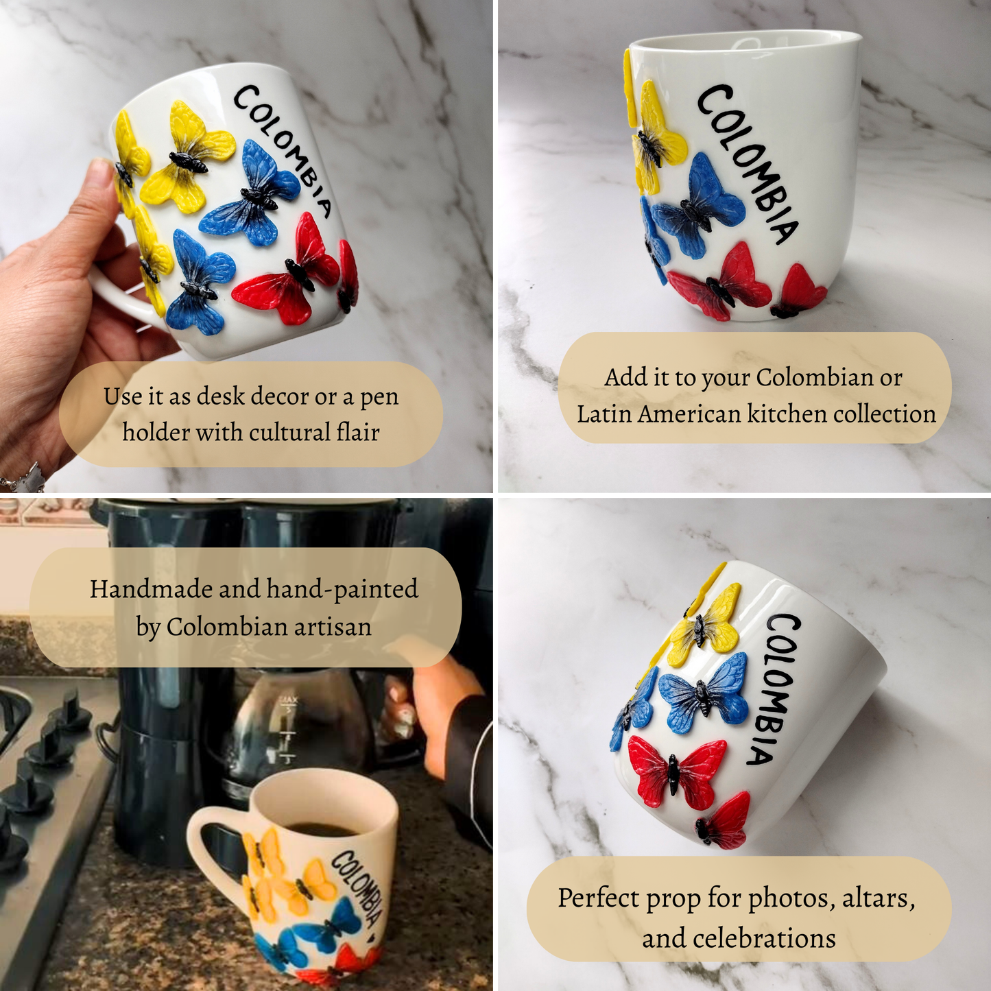 Colombian mug with butterfly