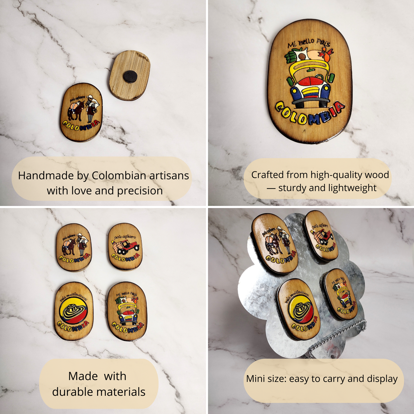 Colombian Wood Magnet Souvenirs for Fridge Decor
