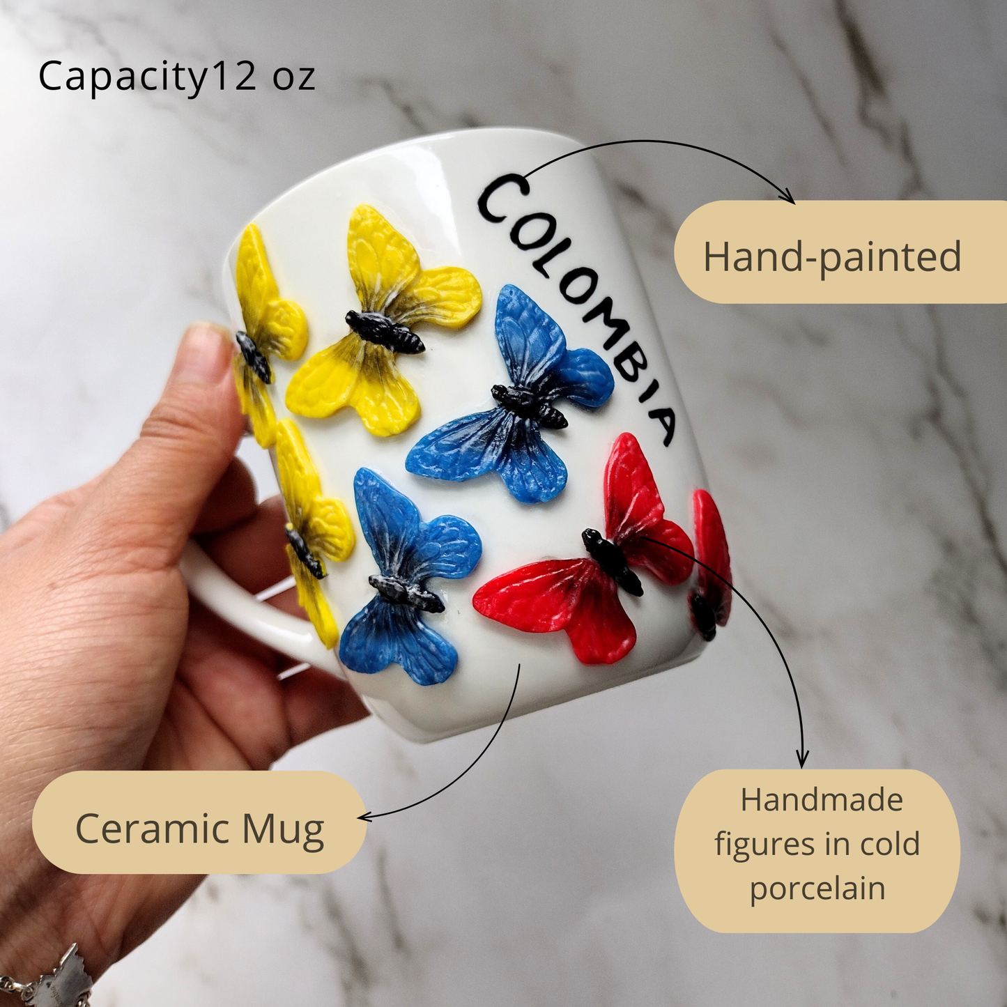 Colombian mug with butterfly