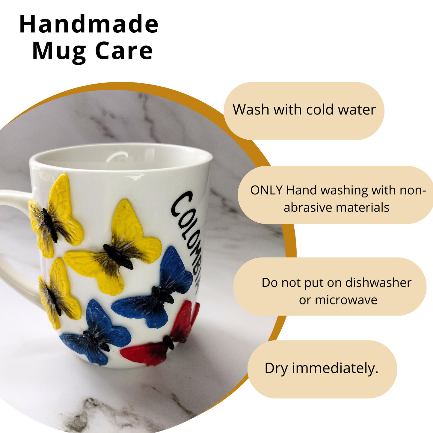 Colombian mug with butterfly