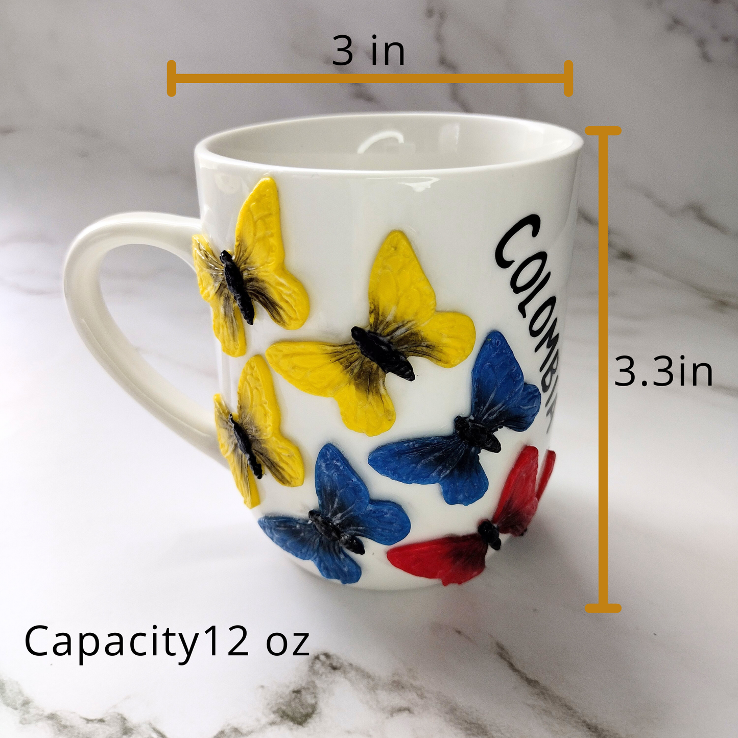 Colombian mug with butterfly