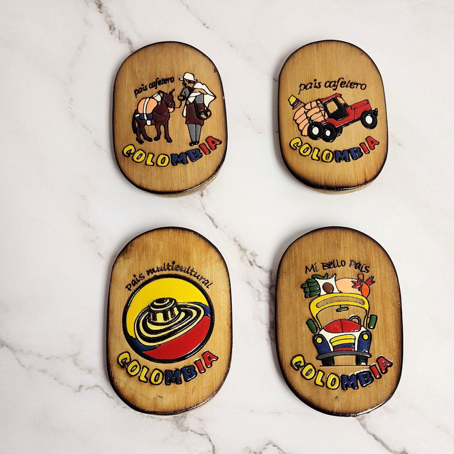 Colombian Wood Magnet Souvenirs for Fridge Decor