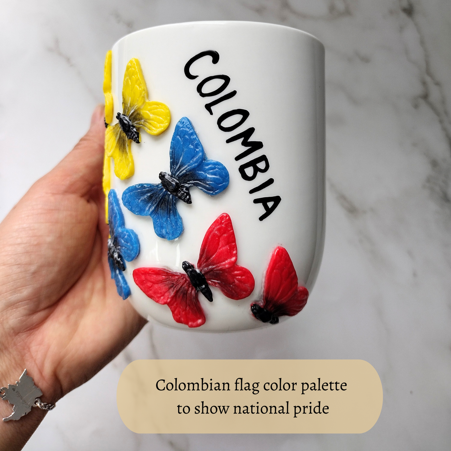 Colombian mug with butterfly