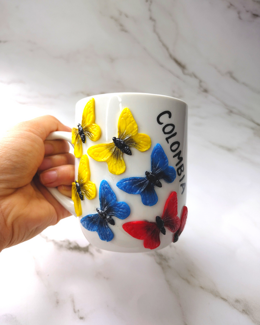 Colombian mug with butterfly