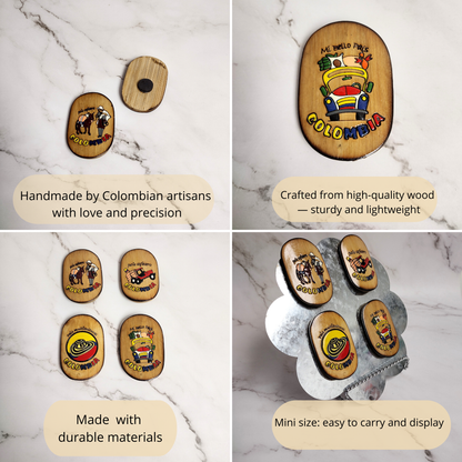 Colombian Wood Magnet Souvenirs for Fridge Decor