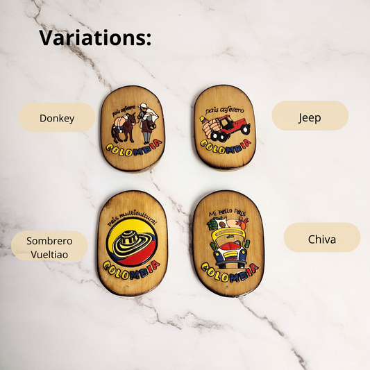 Colombian Wood Magnet Souvenirs for Fridge Decor